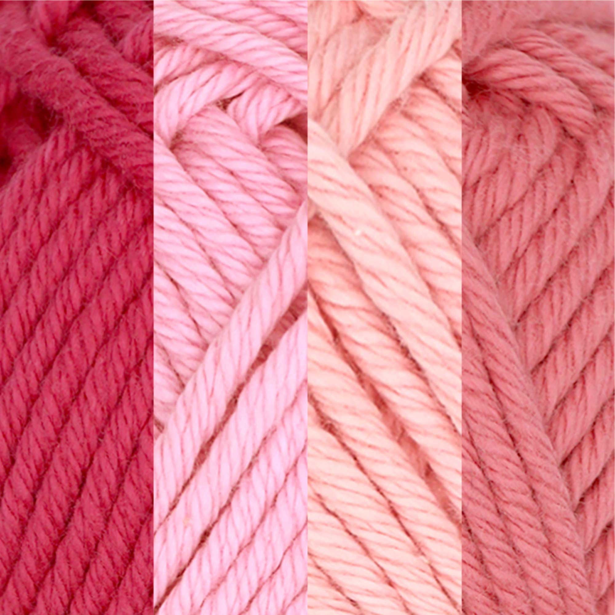 JubileeYarn Dainty Light Yarn - 100g/Skein Worsted Weight Cotton - Shades of Pink - 4 Skeins
