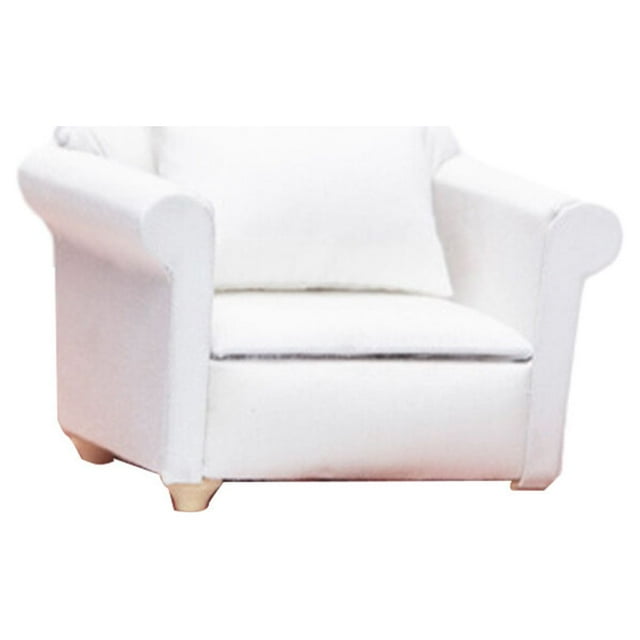 Fauteuil Simple - Application Grand Fauteuil Simple pour Maison de Poupée Cadeau Polyester Application Miniature Fauteuil Simple à Carreaux Blanc