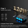 thumbnail image 3 of Cargador de coche Cargadores de coche Adaptador de carga de alta potencia de 120 W Divisor de corriente de 3 enchufes 12-24 V con 4 puertos USB Pantalla de voltaje LED Interruptor de encendido y apa, 3 of 8
