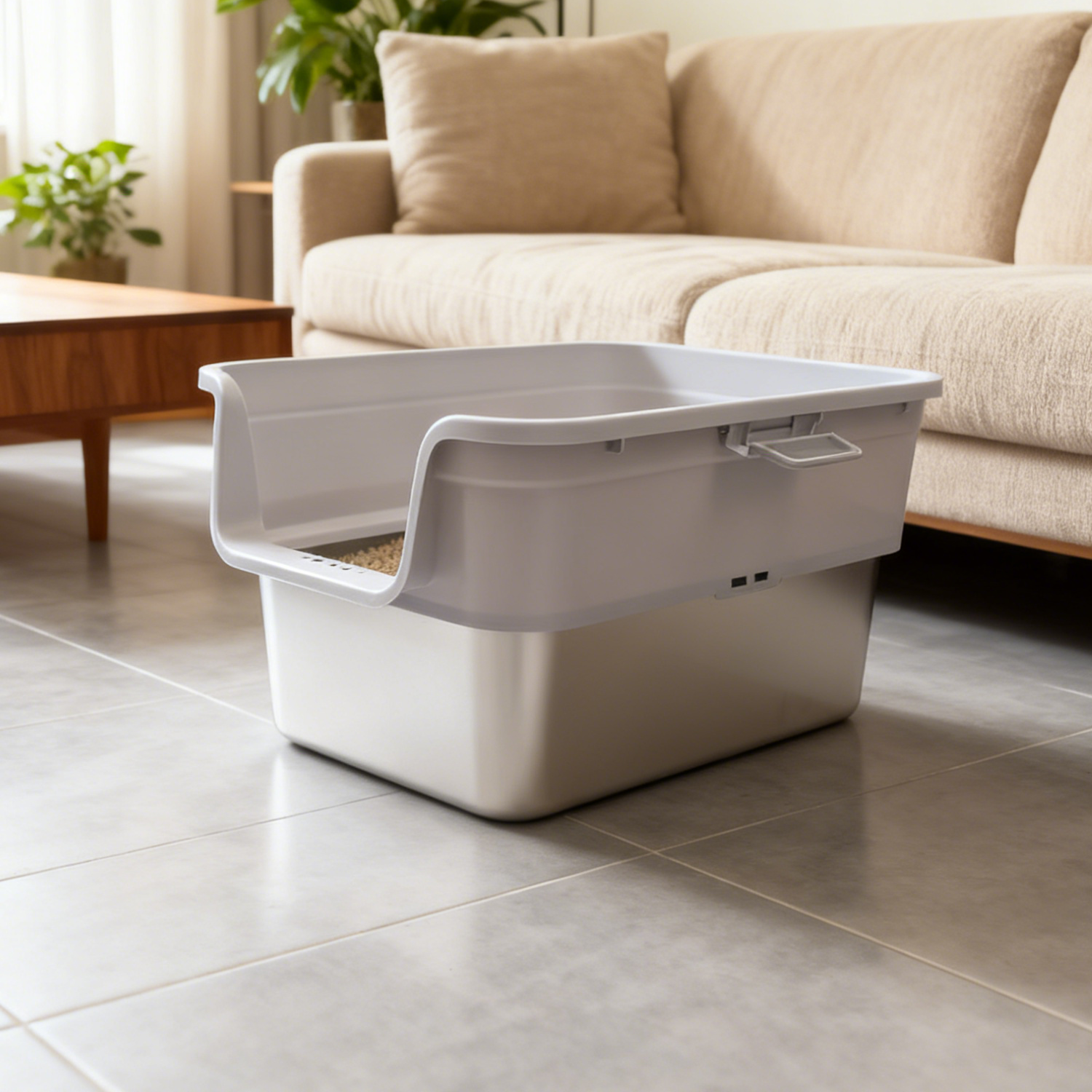 XL Extra Large Stainless Steel Enclosed Cat Litter Box with  Scoop, Stickers, and Carbon Bag