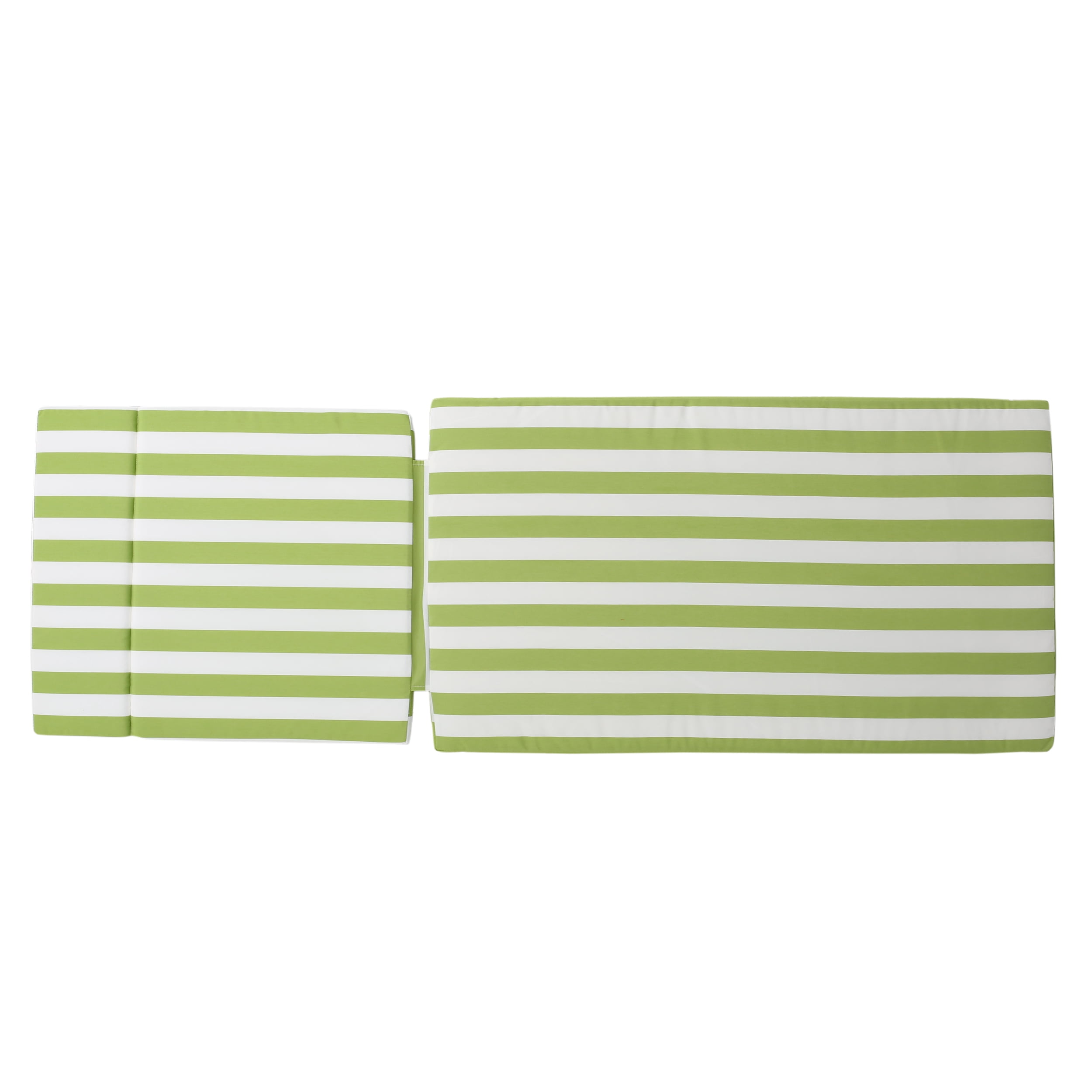 Anthony Outdoor Water Resistant Chaise Lounge Cushions, Set of 2, Green and White Strip