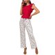 thumbnail image 2 of Puntoco Pijamas para mujer, moda para mujer, cuello redondo, estampado ondulado, sin mangas, cintura elástica, con cordones, pantalones estampados, conjunto de pijama, 2 of 3