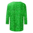 thumbnail image 5 of XIAONU Womens Shamrock Print Glitter Blouse 3/4 Sleeve Crew Neck Sequin Top Festive St. Patrick'S Day Party Casual Shirts, 5 of 5