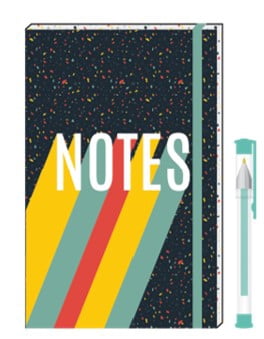 Gwen Studios 6.5" x 4" Elastic Closure Mini Journal Notepad and Gel Pen, Blank Pages, 2 Designs, 50 Pages