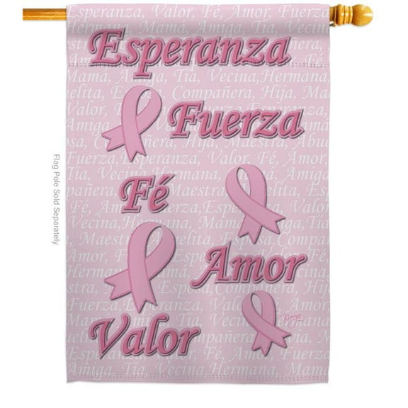 Breeze Decor H120030-BO Esperanza Fe Valor Support Awareness 28 x 40 in. Double-Sided Decorative Vertical House Flags for Decoration Banner Garden Yard Gift
