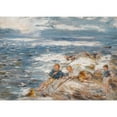 thumbnail image 2 of William Mctaggart 14x11 Black Ornate Wood Framed Double Matted Museum Art Print Titled: Fishing from the Rocks (1891), 2 of 5