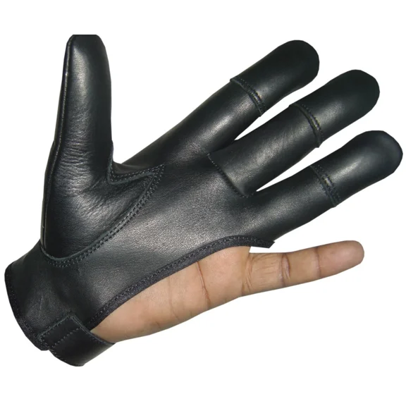 Traditional Archery Shooting Leather Gloves, Durable Finger Tabs for Bowstring Release and Comfort