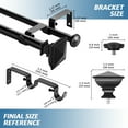 thumbnail image 6 of Urbanest Adjustable Double Curtain Rod Set Metal with Decorative Square Urn Finials, Heavy-Duty, 6 of 6