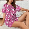 thumbnail image 6 of Womens Pajama Sets With Pocket, Pink love dog Lounge Sets Short Sleeve Sleepwear PJ Sets for Women, 6 of 6