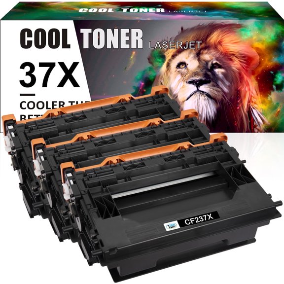 Cool Toner Compatible Toner for HP 37X CF237X for Laserjet Enterprise MFP M631 M632 M633 M607 M608 M609 (Black, 3 Pack)