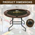 thumbnail image 4 of RayChee Round Poker Table Foldable, Folding Texas Holdem Table, 6 Players Portable Casino Card Game Table w/Water-Resistant Cushioned Rail and Stainless Steel Cup Holders (Brown, 46 Inch), 4 of 7