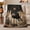 Dog On Moon, variant on Scholarly Black Dog Library, Peaceful Pet Portrait Pattern, Warm Flannel Blanket for Living Room and Bedroom, Dog Lovers Just Because Gift, Pet Lover Home Decor