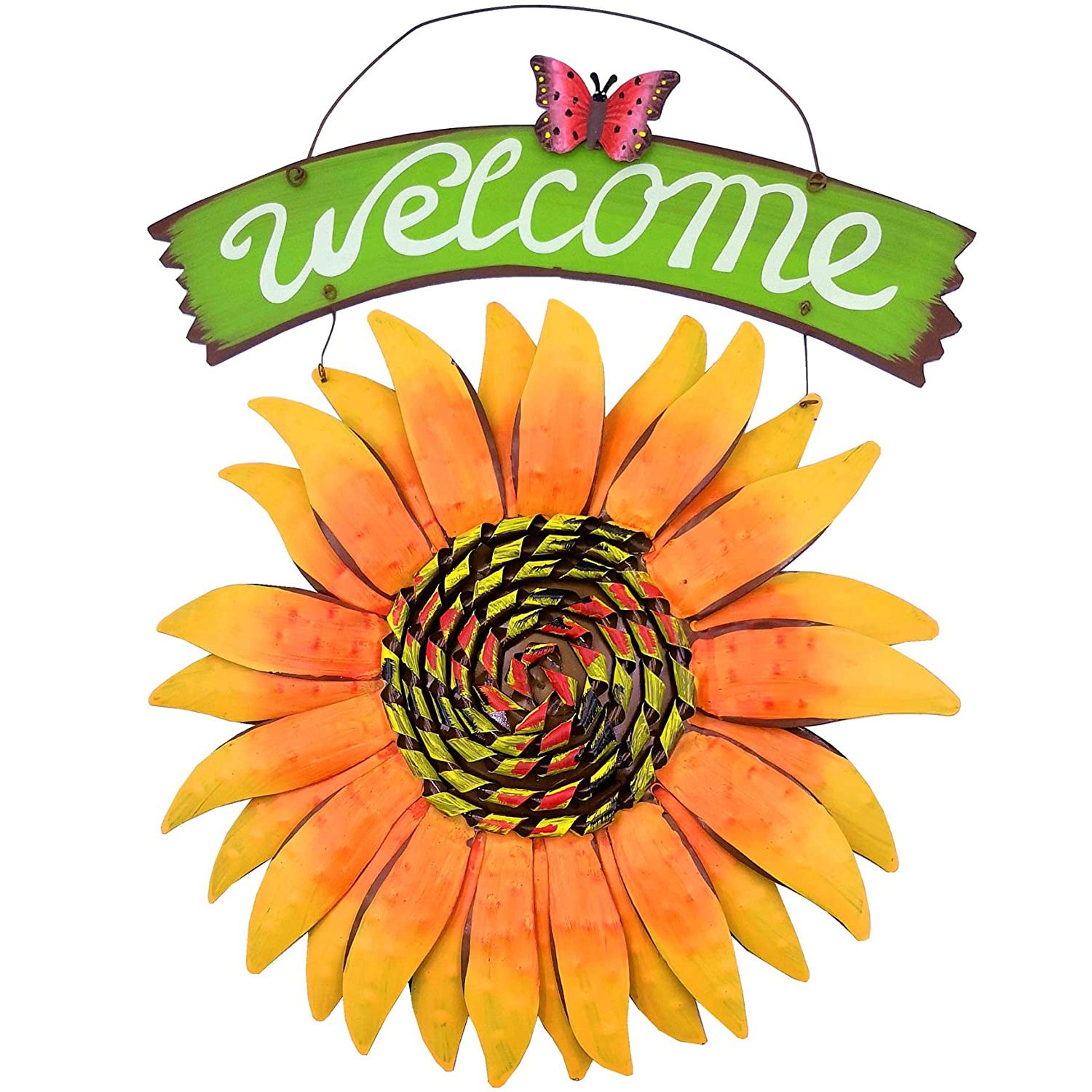 BOHK Thanksgiving Sunflower Sign Fall Themed Hanging Wreath