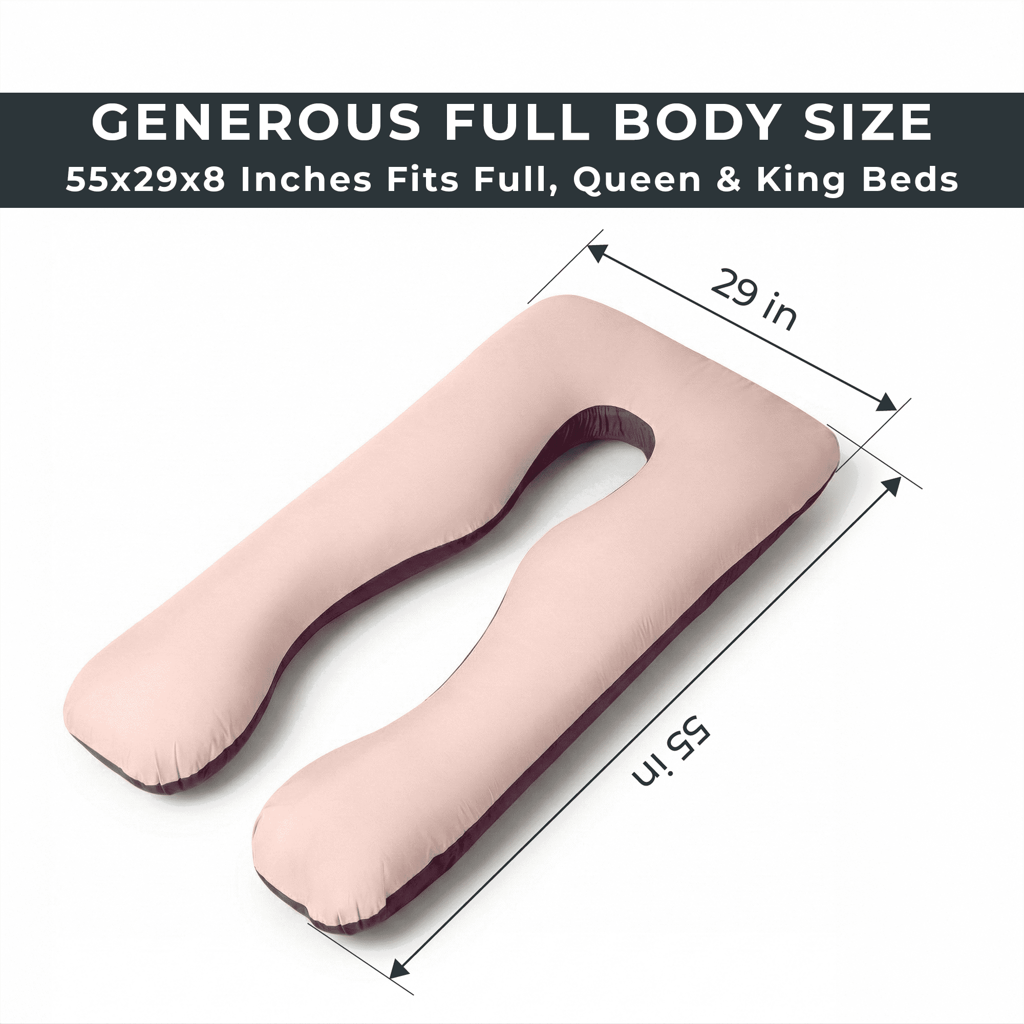Olena Casa U Shaped Pregnancy Pillow Full Body Maternity Body Pillows for Side Sleepers, Back Pain Relief & Recovery Support Pillow, Pregnancy Pillows for Sleeping, Chocolate Beige 55x29x8 In
