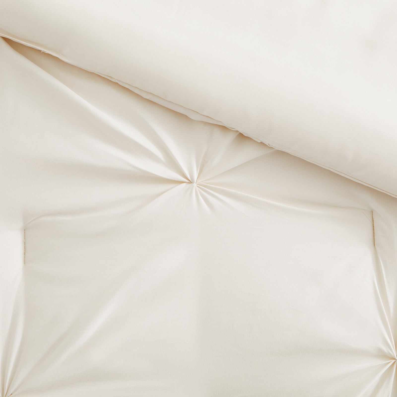 Bourina Comforter Set, 3-Piece, Queen, Pleated Wrinkle-Resistant Microfiber Bedding, Ivory, All-Season
