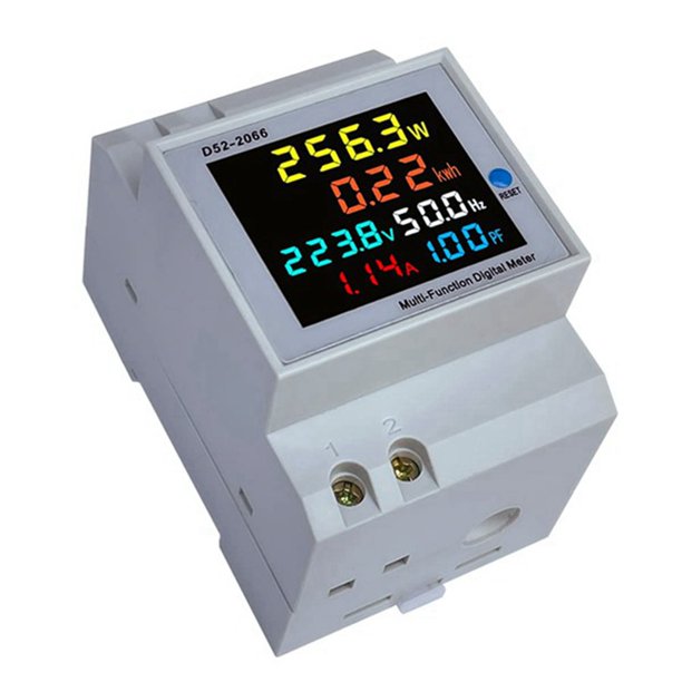 6IN1 Din Rail AC Monitor Voltage Current Factor Active Electric Energy Frequency Meter VOLT AMP