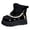 Black, variant on Women's Ethnic Colorful Beaded Platform Wide Mid Calf Winter Boots With Fleece Lined Warm Plush Suede Patchwork Slip on Chunky Snow Ankle Booties Cold Weather