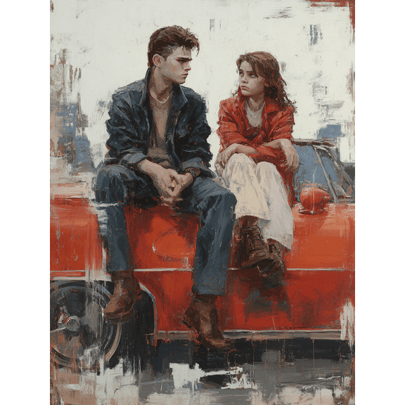 UXIEQU Young Romantic Couple Canvas Wall Art 15.75x11.81 Inches