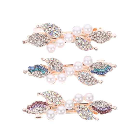 FENGGUIQU 3Pcs Rhinestone Hair Barrettes Assorted Colors for Hair Decoration