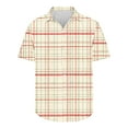 thumbnail image 4 of Mens Plaid Shirts Summer Loose Tshirt Tops Short Sleeve Blouse Button Doen Outfits Lapel Collar Clothings Trendy Loose Blouses, 4 of 4