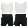 thumbnail image 6 of Nyeemya Kids Girls 2Pcs Shiny Rhinestones Dance Outfit Set Crop Top Shorts Set for Sports Yoga Gymnastics White Black 6, 6 of 6