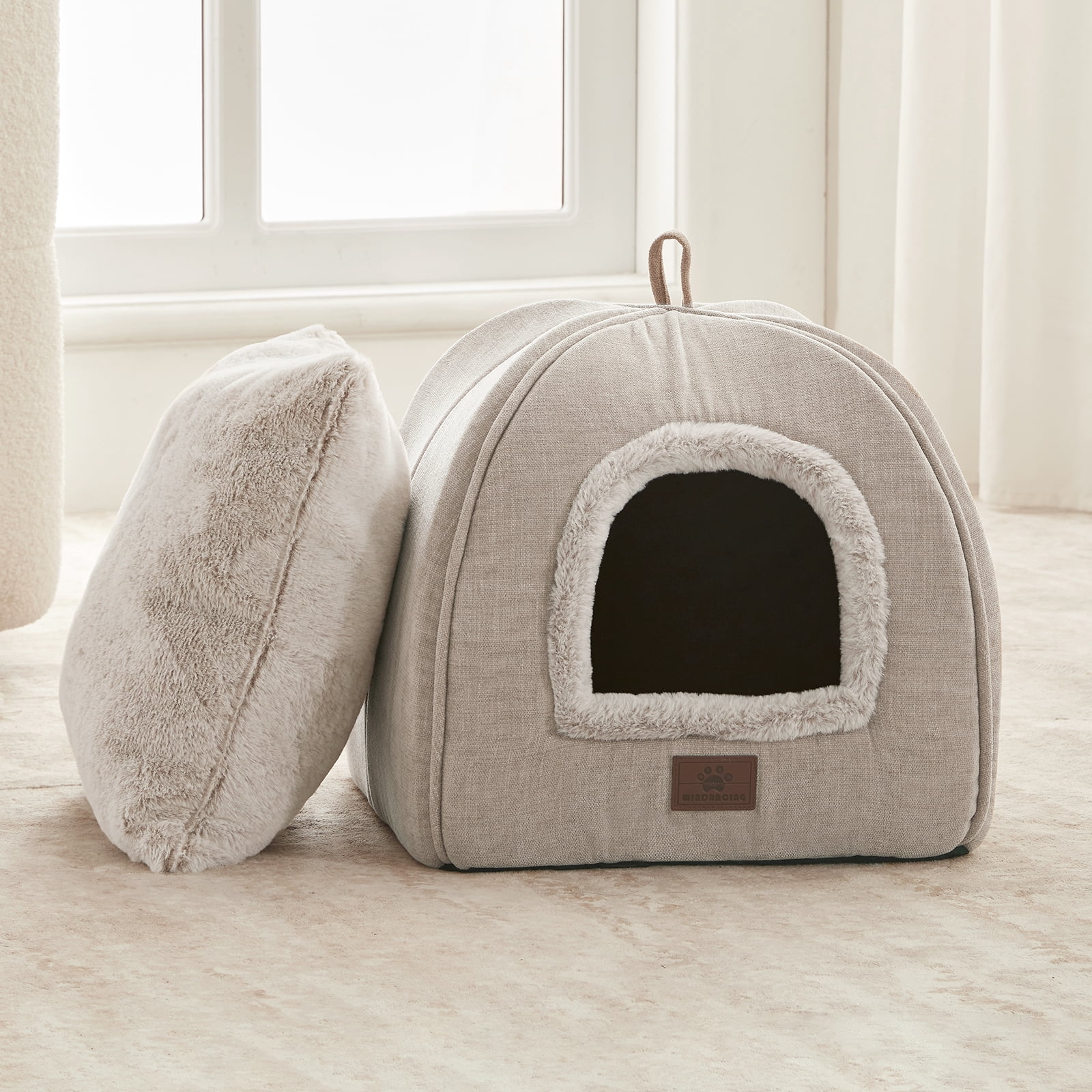 Cat Bed for Indoor Cats - Cat Cave Bed Cat House Cat Tent with Removable Washable Cushioned Pillow