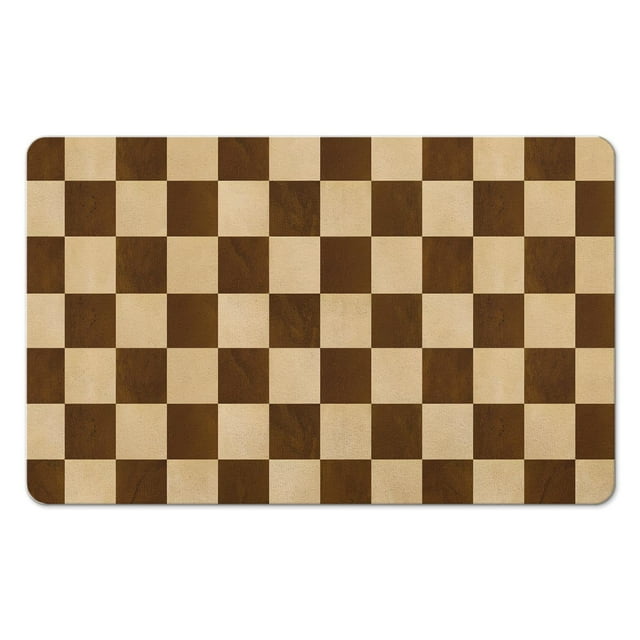 Soft & Absorbent Long Bath Mat | Non-Slip | 20x32in Checkered Bathroom Rug Runner | Easy-to-Clean Large Mat for Bathroom Bathtub