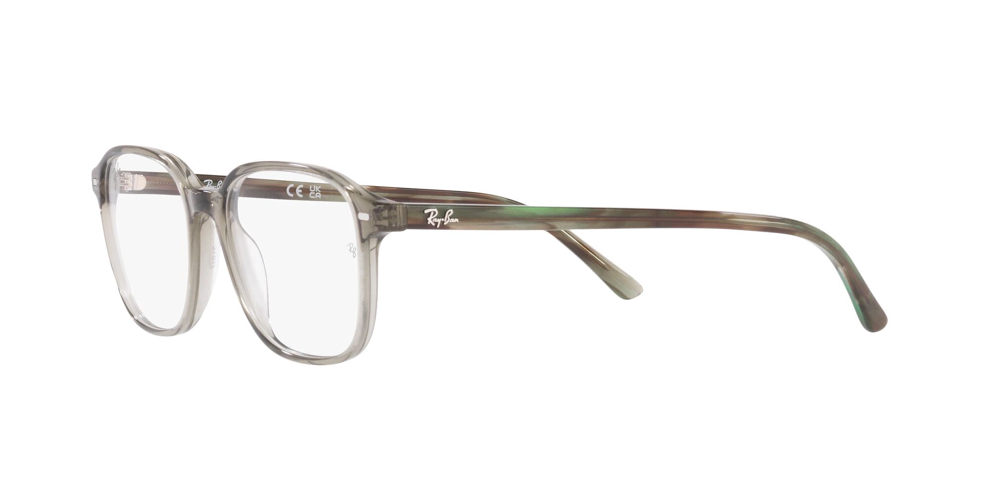 Ray-Ban Leonard Optics Glasses, Prescription Eyeglasses with Case, Demo Lens/Transparent Green, Size 51
