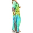 thumbnail image 4 of Sakkas Anahi Flowy Design V Neck Long Caftan Dress / Cover Up With Rhinestone - 17165-Green / Turq - One Size, 4 of 5