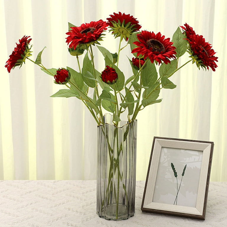 Farfi 1 Bouquet Artificial Flower Vivid Fresh-keeping Fabric Beautiful Fake  Wild Weed Flower Party Decor (Red) 