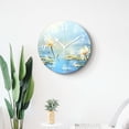 thumbnail image 4 of 12 Inch Wall Clock Battery Operated Silent Clock Decorative for Office, Kitchen, Outdoor, Living Room，Floral Water Lily Dragonfly Painting in Aqua Blue Abstract Creative, 4 of 4