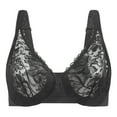 MELENECA Women's Front Closure Stretch Lace Underwire Bra Black 48D