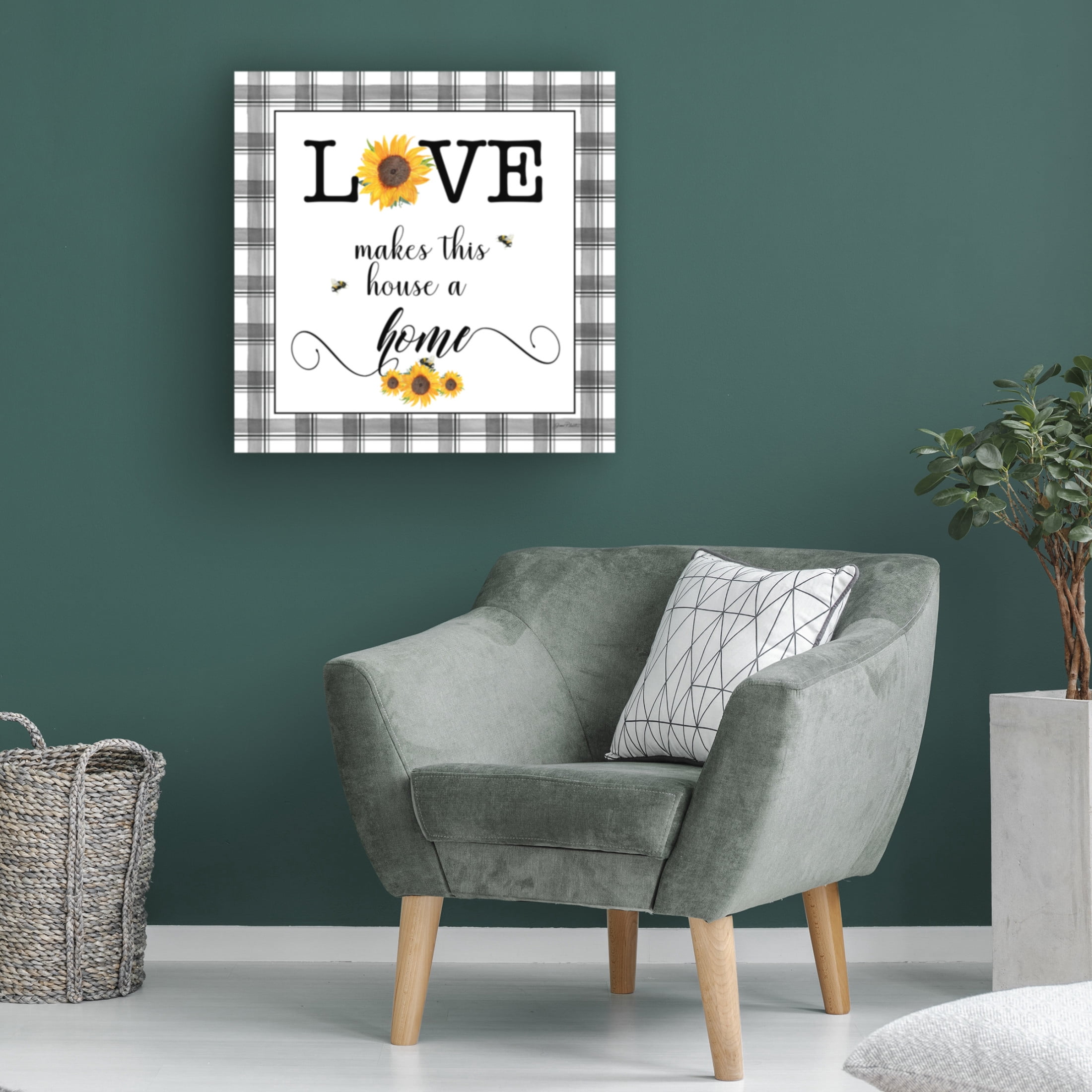 Canvas Wall Art - Jean Plout 'Lovely Plaid Sentiments B' Wall Art for Living Room, Bedroom, or Office Décor by Trademark Fine Art - 35 x 35 Inches