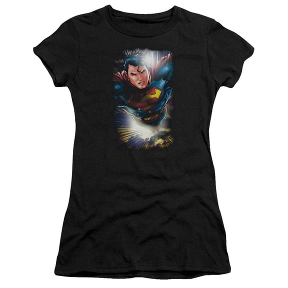 Superman In The Sky Junior Women's T-Shirt Sheer Black