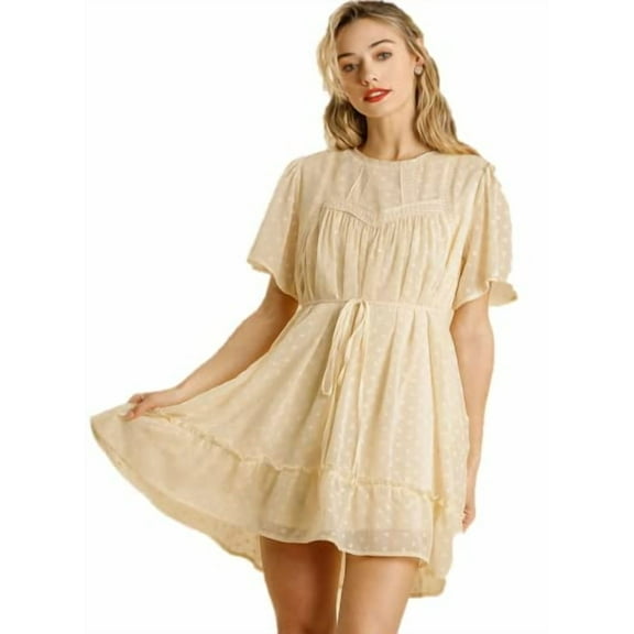 Umgee womens baby doll dress color cream sizes S M and L (as1, alpha, m, regular, regular)