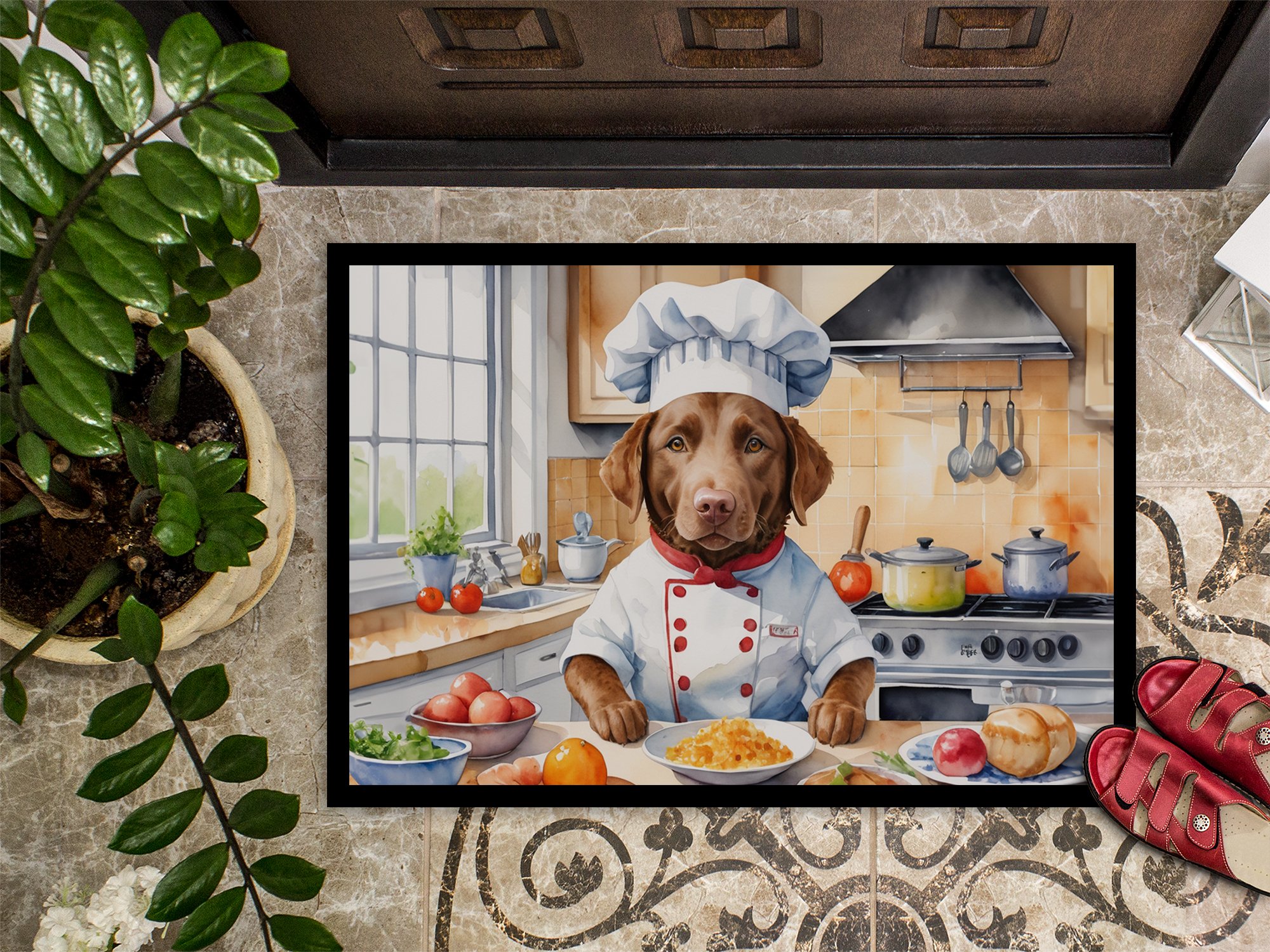 Chesapeake Bay Retriever The Chef Doormat 36 in x 24 in