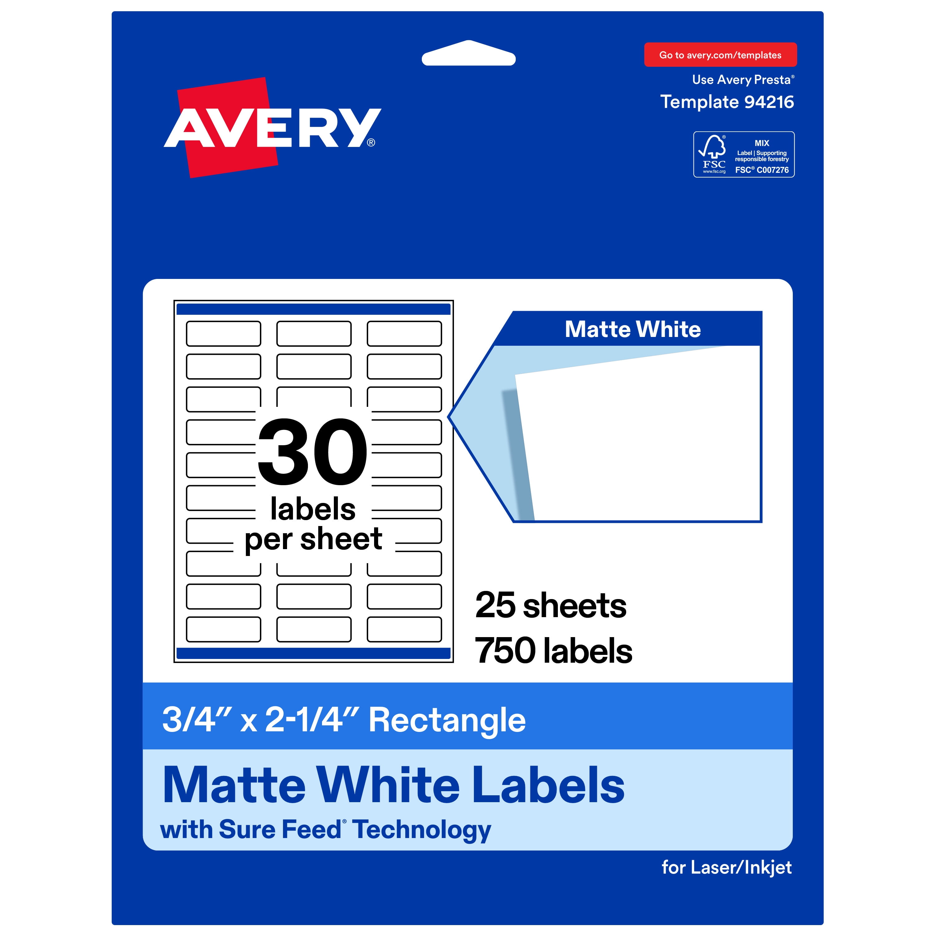 Avery® Matte White Rectangle Labels, 2