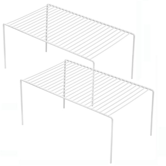 SANNO Freezer Cabinet Storage Shelf Rack, Rustproof Rustproof Metal Wire Shelves Spice Shelf Rack Cupboard Organizer for Pantry Countertops Utensils Organization - White, 2 Pack,Small Size 10.6 x 5.1