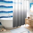 thumbnail image 4 of No Hook Shower Curtain with Built-in Rings - Grey White Gradient Washable Waterproof Fabric Bathroom Curtains for Hotel,Rentals, Stall 54 X 78 Inch , Abstract Watercolor, 4 of 8