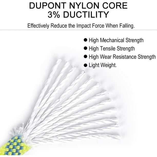 Wgthhk 10.5mm(3/8in) Dynamic Rope,24KN(5399 lb) Robust Nylon