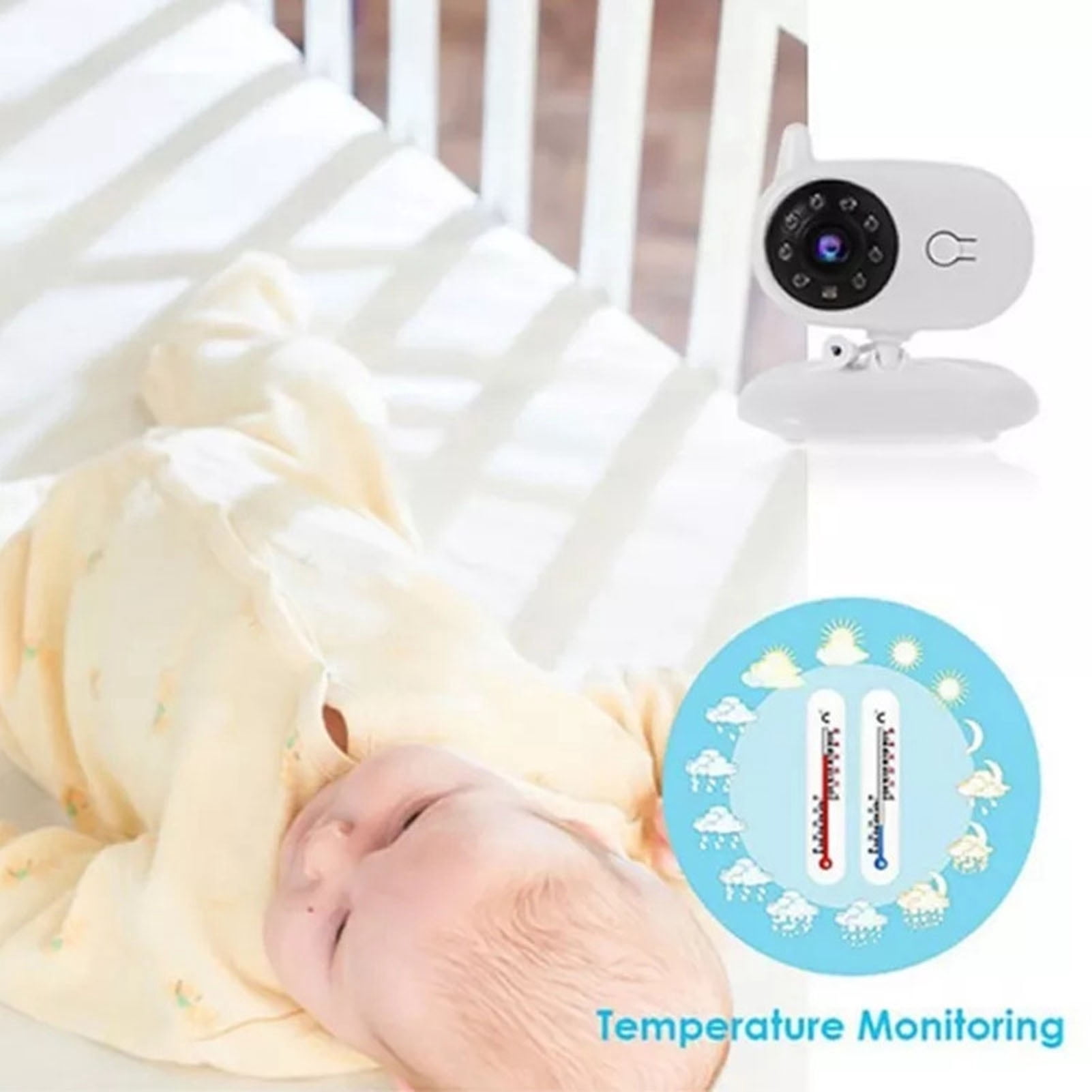 BOKYAN BM850 Wireless Video Baby Monitor with 3.5 Inch IPS Screen, 2-Way Talk, Night Vision, Lullabies, and Room Temperature Display, White EU Plug Edition