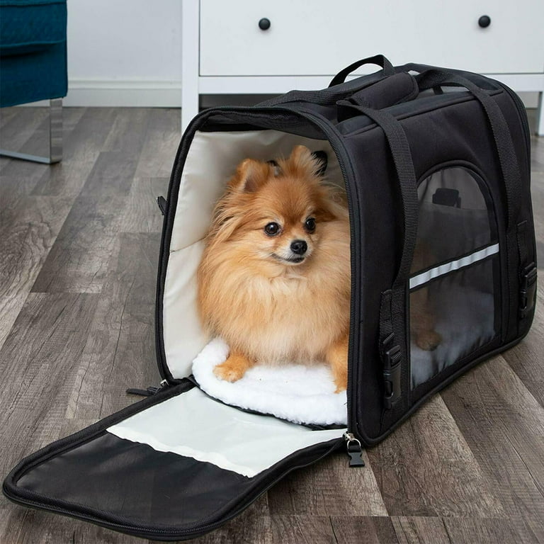 Airline Approved Pet Carrier Soft Sided Small Cat / Dog Comfort Black  Travel Bag 