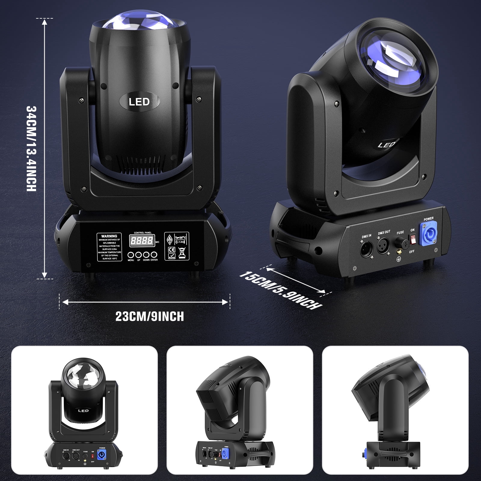 2Pcs 150W LED Beam Moving Head Light w/ Case 18Prism Gobo DMX Stage Lights for Concert Party Wedding