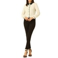 thumbnail image 2 of INSPIRE CHIC Women's Button Down Shirt Long Sleeve Work Peter Pan Collar Blouse Tops L Apricot, 2 of 5