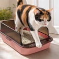 thumbnail image 6 of Semi Enclosed Cat Litter Box High Wall Kitten Litter Pan with Scoop Spacious Cat Toilet Low Entry Kitty Litter Tray Pink Plastic, 6 of 7