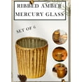 thumbnail image 6 of Modern Ribbed Amber Glass Votive Holder - 2.75" Tall, Set of 6, 6 of 9