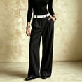 thumbnail image 2 of CaComMARK PI Women's Baggy Casual Dress Pants Lightweight Pleated Wide Leg Pants Loose Relaxed Fit Trousers Black, 2 of 8