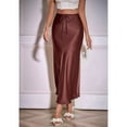 thumbnail image 6 of Skirt for Women Elegant High Waisted A Line Satin Skirts Midi Bodycon Skirt Chocolate Color S, 6 of 9