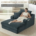 thumbnail image 6 of Muumblus Indoor Chaise Lounge with Cup Holders, No Assembly Required, Oversized Upholstered Lounge Chair Sofa Bed for Living Room, Bedroom, Apt., Gray Corduroy, 6 of 13