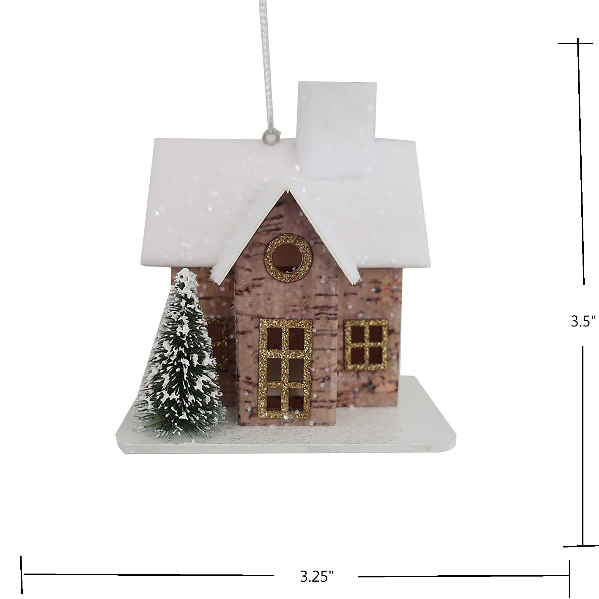 Holiday Time Brwon LED Cork House With Tree Ornament